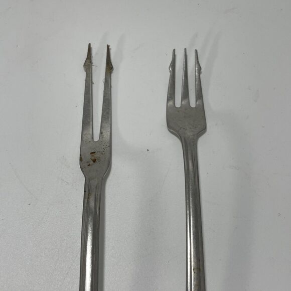 Lot of 2 Vtg EKCO Stainless USA Serving Cocktail Fork Mid-Century Flatware - Picture 2 of 6